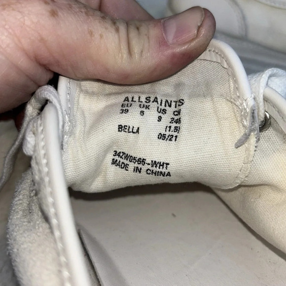 GUC AllSaints Bella White Women's Size EU 39 Leather Suede Comfort Casual Retro - Picture 8 of 9